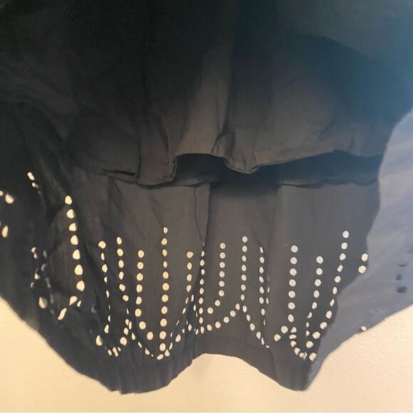 Gap Vintage black laser cut whimsy Goth midi a line pull on waist Skirt L - Picture 4 of 10